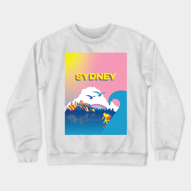 Psychedelic Sydney Sunset Crewneck Sweatshirt by rjartworks